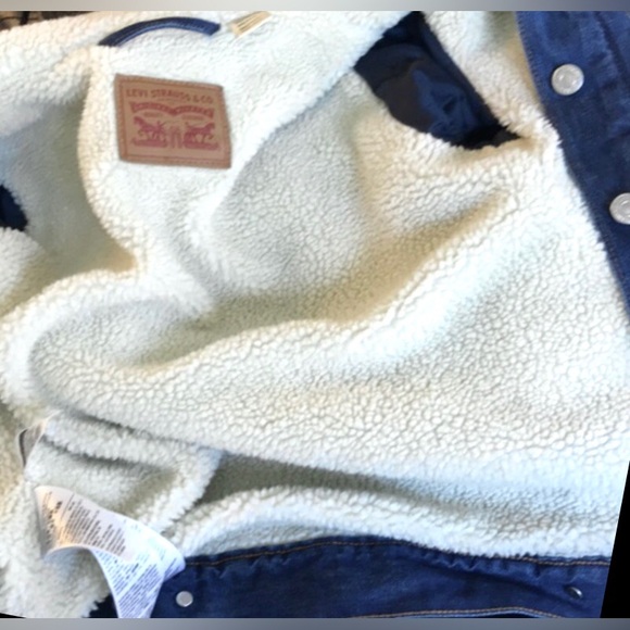 Levi's Denim Jacket Cotton Sherpa Lining multiple pockets Blue wash size XS NWOT - Picture 9 of 12